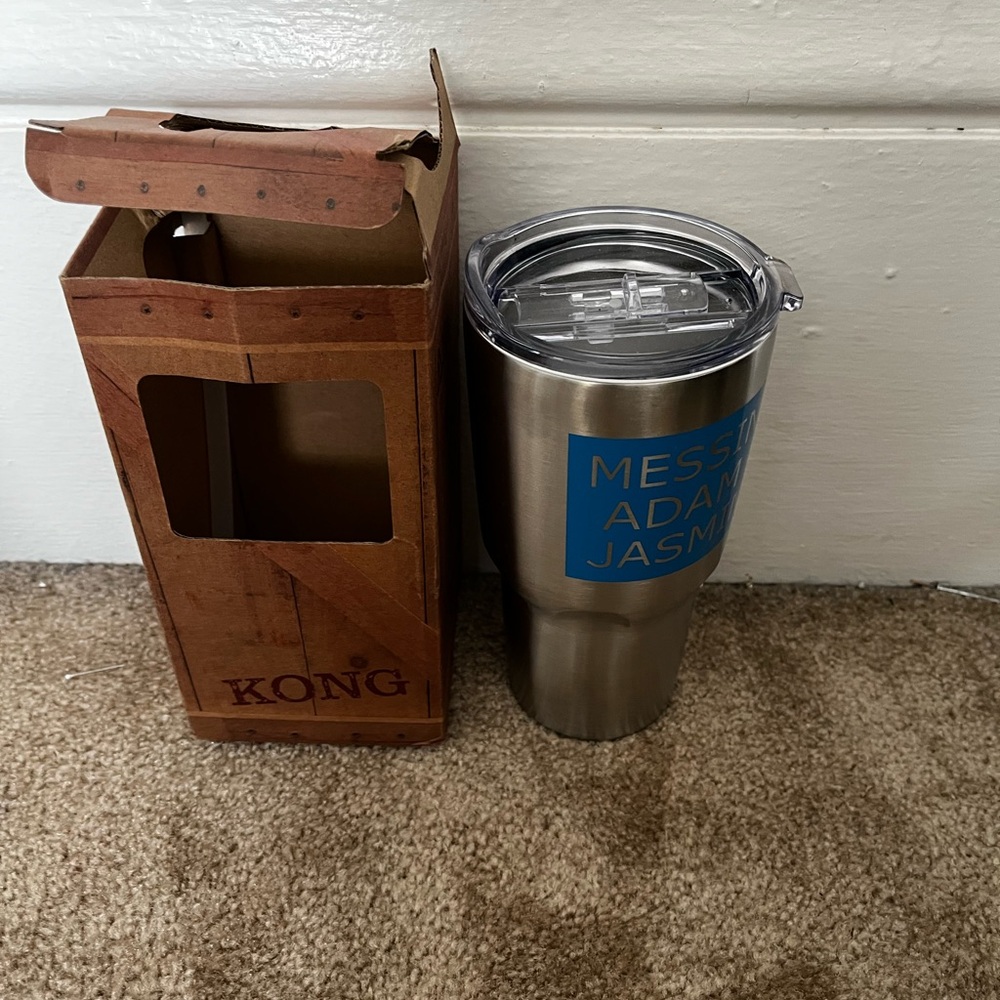 New in box Kong vacuum insulated Stainless Steel drink Tumbler with Blue Accent